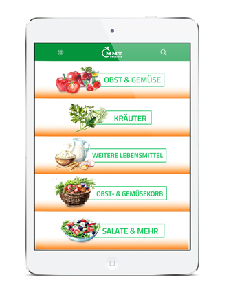 Tablet mit der Startseite der MMT-App